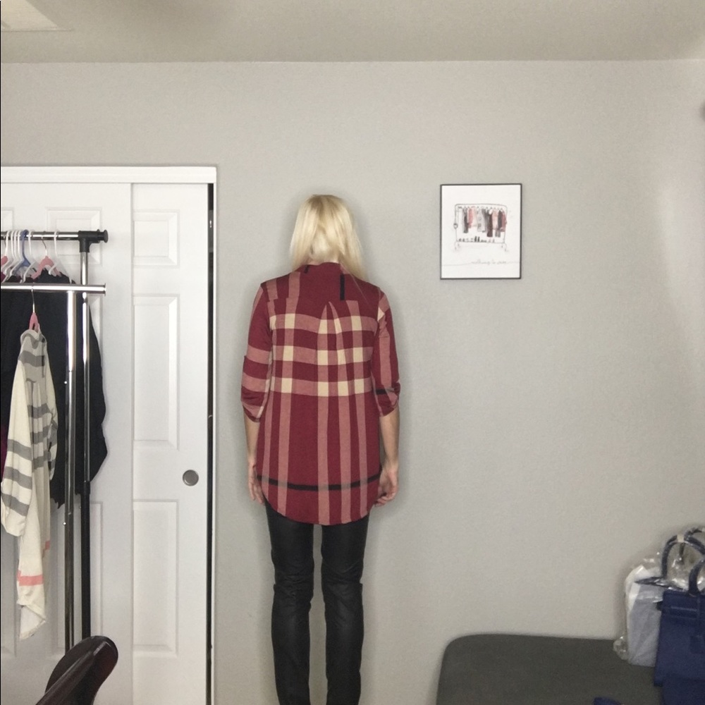 Plaid Top in Burgundy